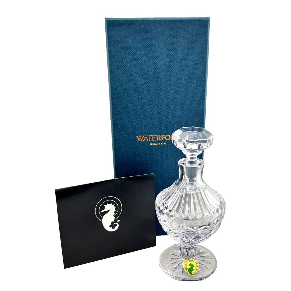NIB Waterford Crystal Lismore Footed Perfume Bottle & Stopper Decor Luxe Glam